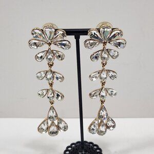 NWT 90s Statement Napier Goldtone Chandelier Style Crystal Dangle Drop Earrings